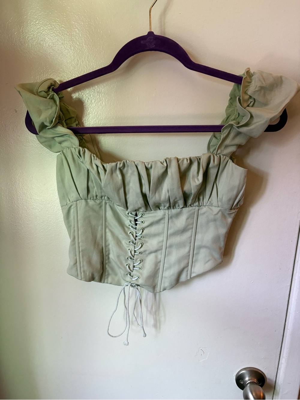 Princess Polly Corset Crop Top - Sage Green